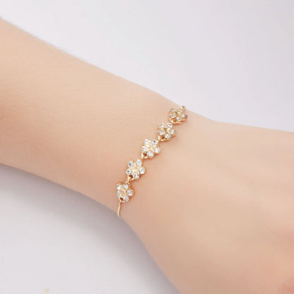 Korean Luxury Zircon Flower Adjustable Bracelet for Women Elegant Love Heart Butterfly Round Shiny Wedding Bracelet Jewelry Gift - D&M Boutique