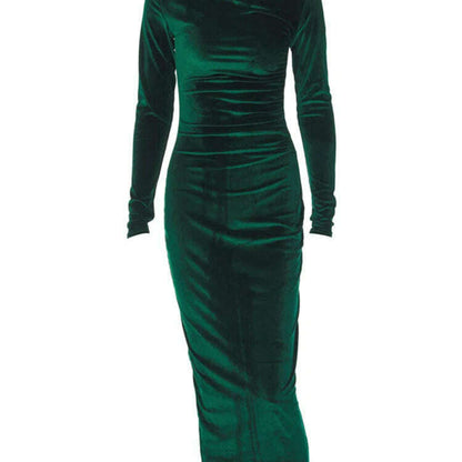 Dulzura 2024 Velvet Long Sleeve Midi Dress for Women