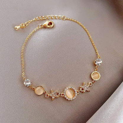 Korean Luxury Zircon Flower Adjustable Bracelet for Women Elegant Love Heart Butterfly Round Shiny Wedding Bracelet Jewelry Gift - D&M Boutique