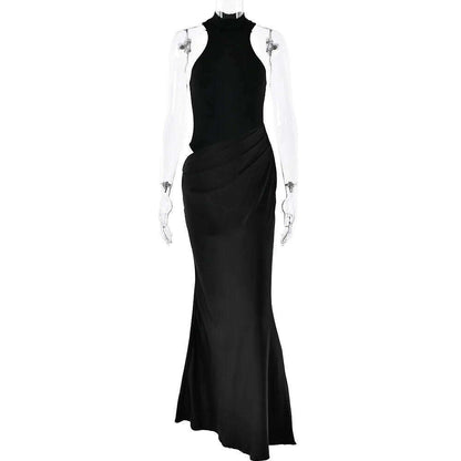 JULISSA MO Satin Hollow Out High-Waist Maxi Dress