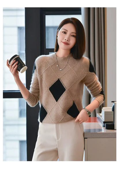 100% Wool O-Neck Sweater: Women’s Autumn/Winter Pullover - D&M Boutique