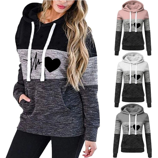 New Love Print Sweatshirt – Casual, Long Sleeve, Colorful Patchwork - D&M Boutique 