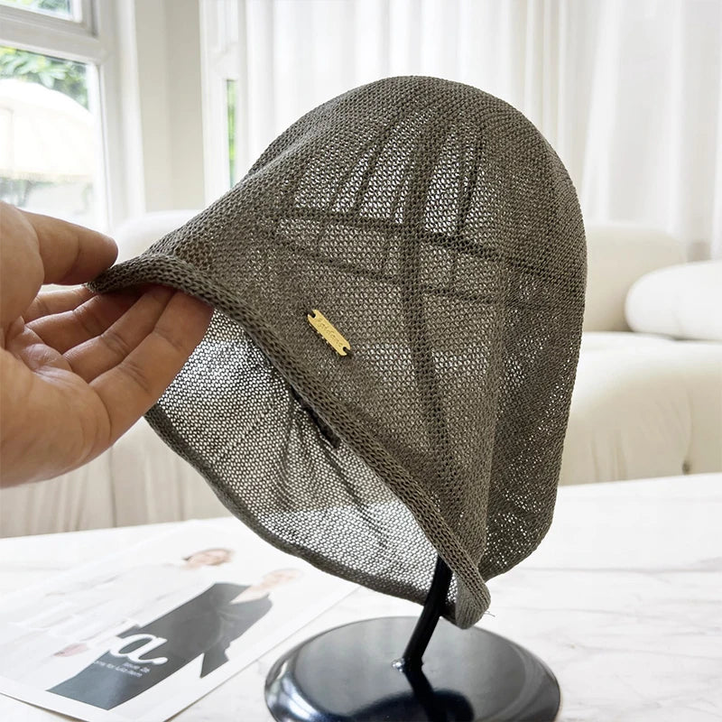 Japanese Fashion Mesh Breathable Linen Beanie Man Woman Casual Elegant Skull Cap Pullover Hats Headscarf Spring Summer Autumn