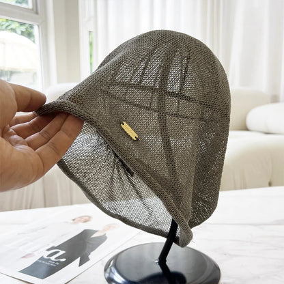 Japanese Fashion Mesh Breathable Linen Beanie Man Woman Casual Elegant Skull Cap Pullover Hats Headscarf Spring Summer Autumn