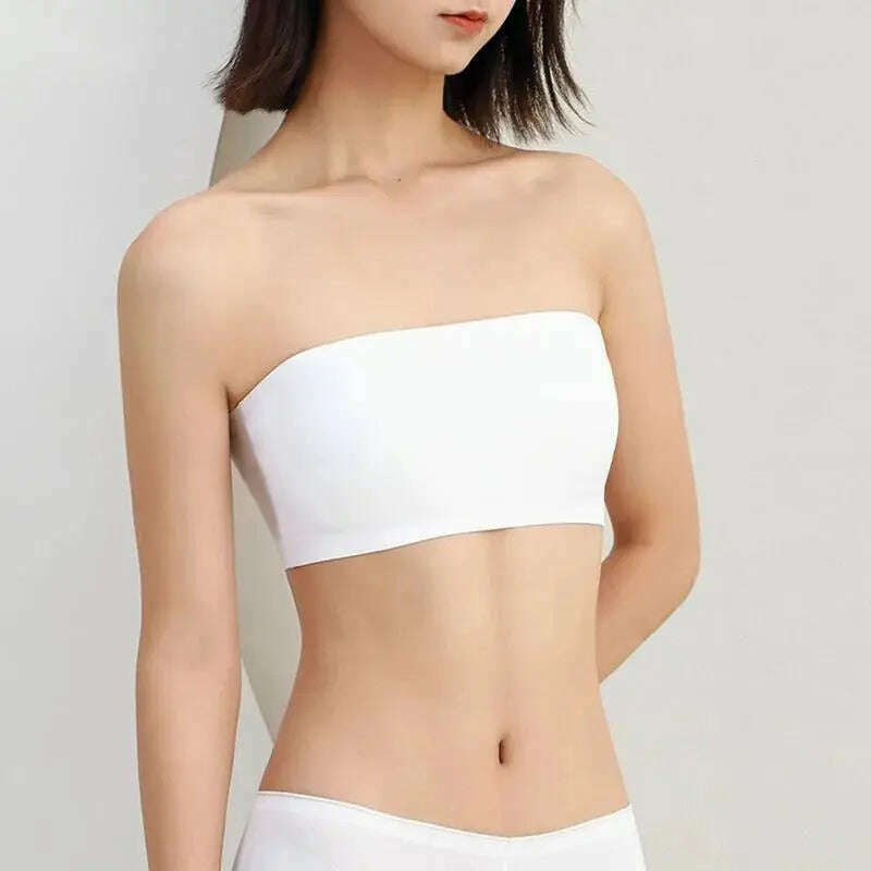 Ice Silk Strapless Bra: Seamless Crop Tube Top Bralette for Women - D&M Boutique