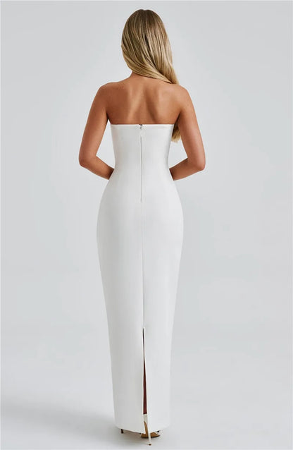 Mozision Scarf Collar Strapless Sexy Maxi Dress For Women Fashion Off-shoulder Backless Bodycon Club Party Long Dress Elegant