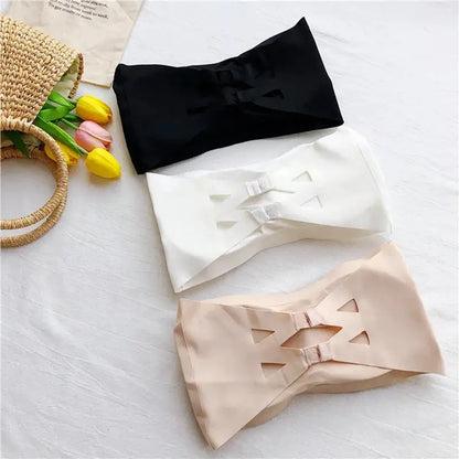 Ice Silk Strapless Bra: Seamless Crop Tube Top Bralette for Women - D&M Boutique