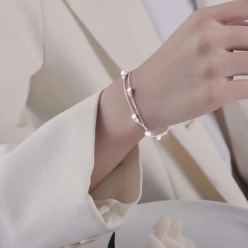 Luxury 925 Sterling Silver Star Beaded Bracelet for Women - D&M Boutique