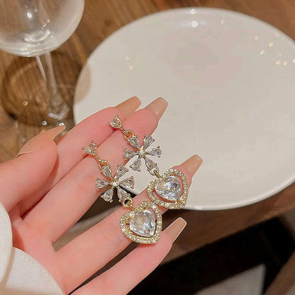 2024 Flower Love Zircon Gold Stud Earrings