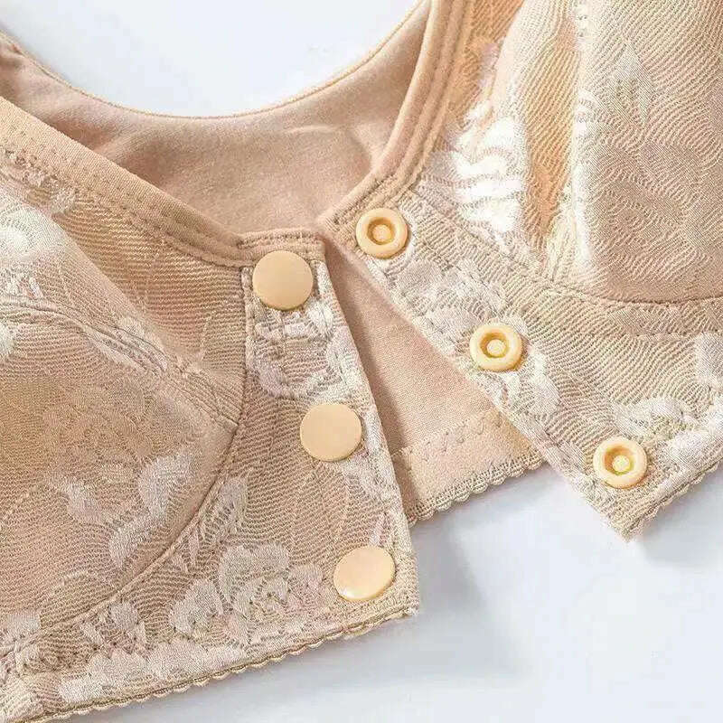 Front Button Wireless Cotton Bra: Anti-Sagging - D&M Boutique 