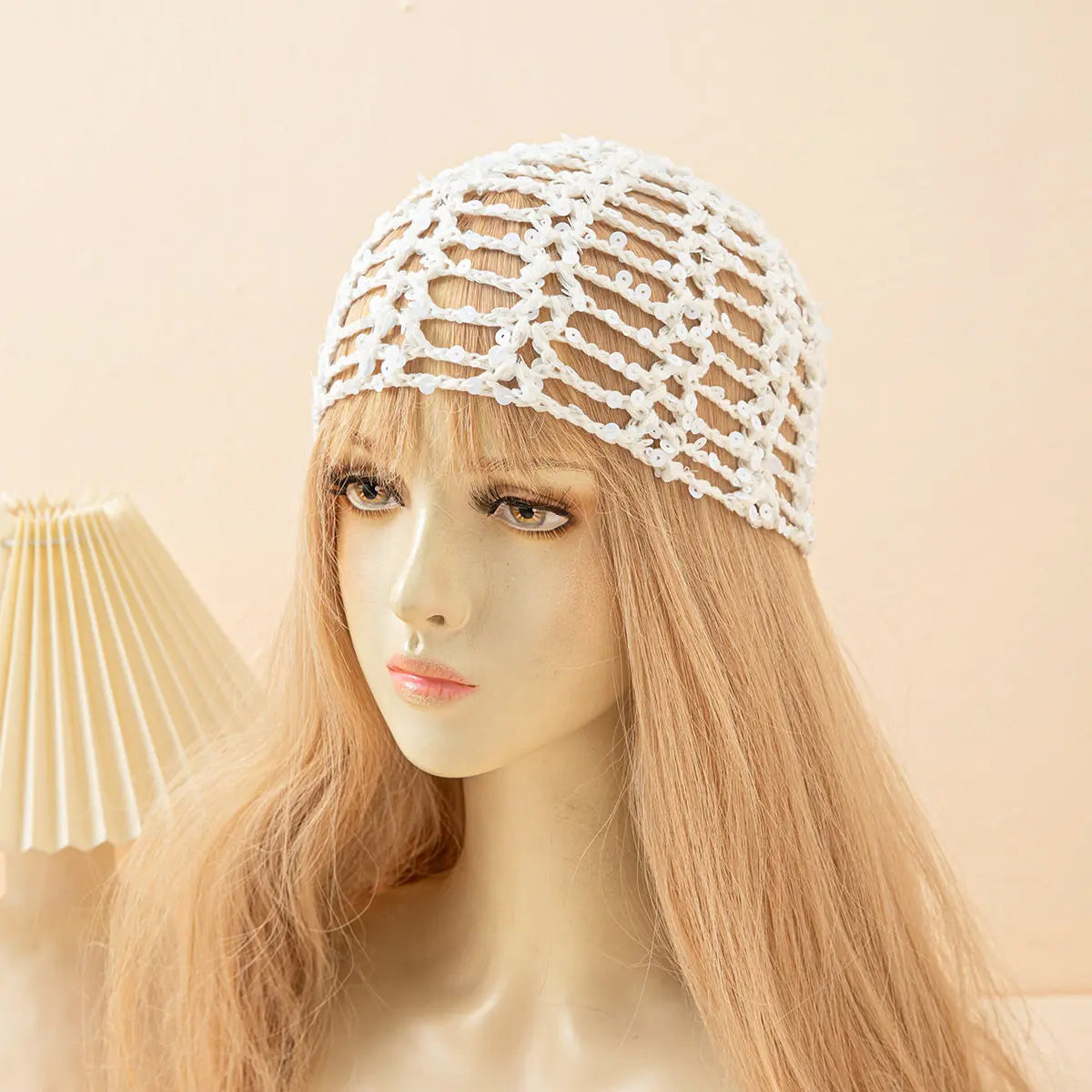 Fashion Vintage Sequined Hollow Pullover Hats Women Spring Summer Travel Photo Atmosphere Versatile Casual Y2K Knit Beanie Hat
