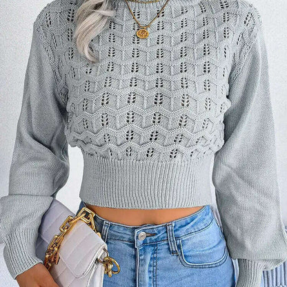 Autumn/Winter Sweater: Knitted, Hollow Crop Top