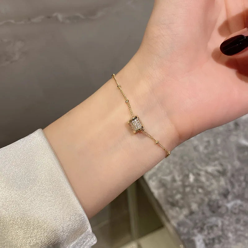 Korean Luxury Zircon Flower Adjustable Bracelet for Women Elegant Love Heart Butterfly Round Shiny Wedding Bracelet Jewelry Gift - D&M Boutique