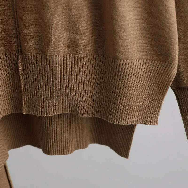 Winter Women's Knit Tracksuit, High Collar Pullover & Pants - D&M Boutique