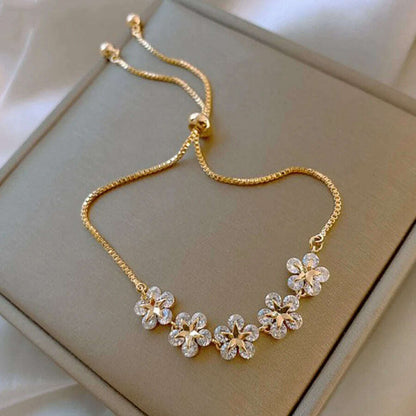 Korean Luxury Zircon Flower Adjustable Bracelet for Women Elegant Love Heart Butterfly Round Shiny Wedding Bracelet Jewelry Gift - D&M Boutique