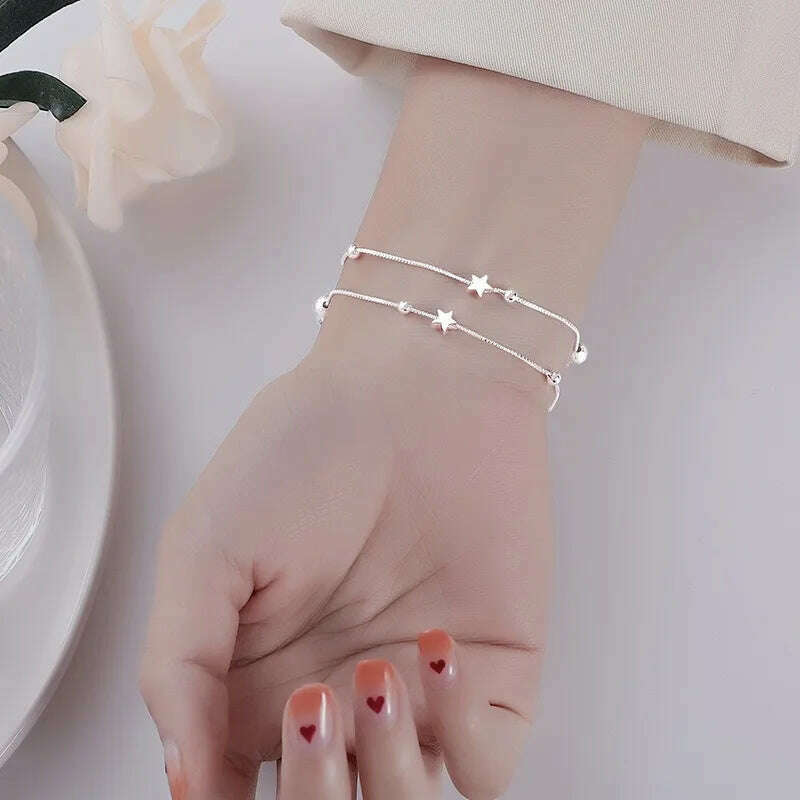 Luxury 925 Sterling Silver Star Beaded Bracelet for Women - D&M Boutique