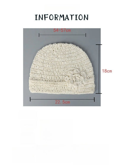Popular Handmade Crochet Summer Beanies Hat For Women Solid Fashion Flower Sequin Best Matched Girls Skullies Bonnets Cap Gift