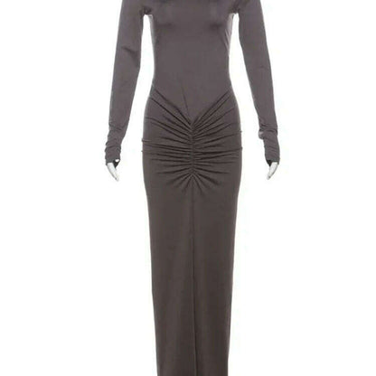 TOSSY Pleated High-Waist Maxi Dress