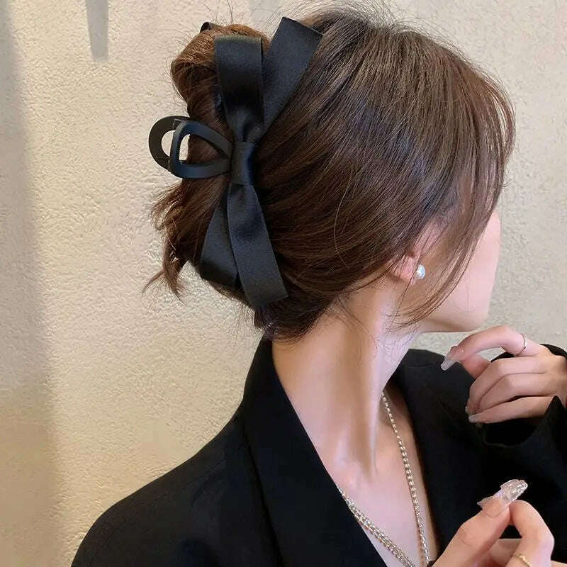Velvet Black Bow Hair Clips for Women.
