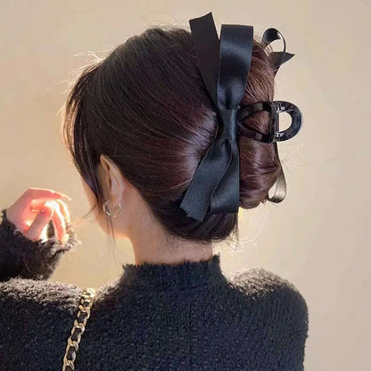 Velvet Black Bow Hair Clips for Women.