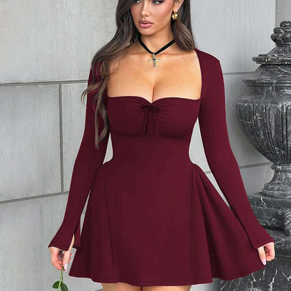 Dulzura Slit Flare Sleeve A-Line Mini Dress