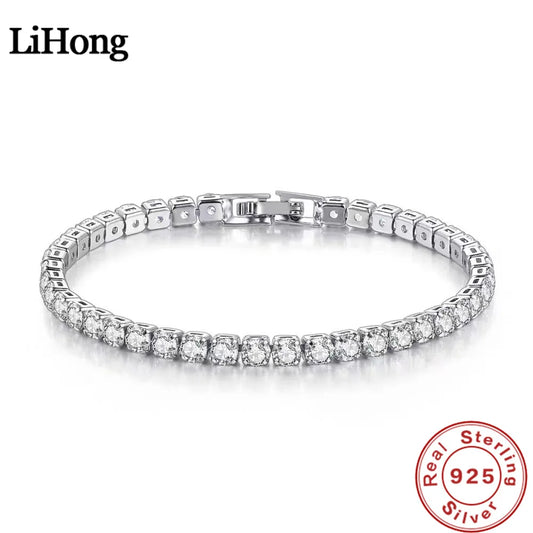 Lihong S925 Sterling Silver Zirconia Tennis Bracelet 4mm