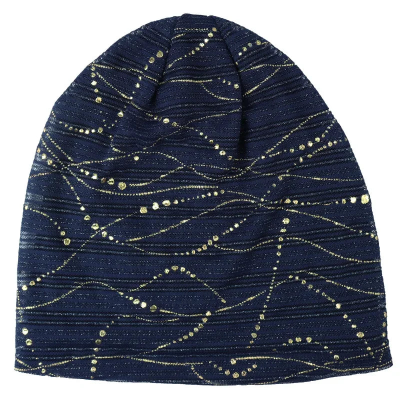Women Summer Lace Rhinestone Breathable Sunscreen Sun Hat Female Fashion Spring Autumn Windproof Warm Black Cap Headscarf K39