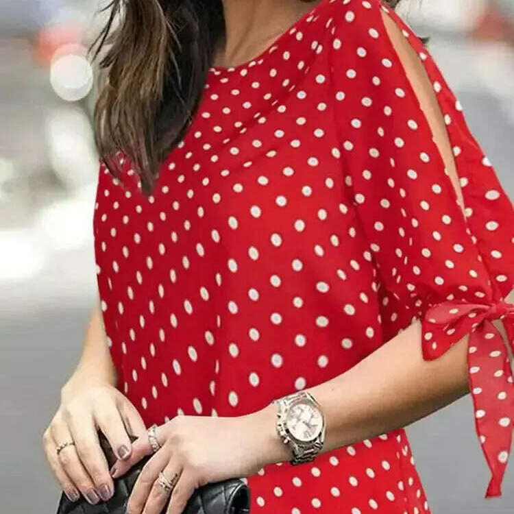 ZANZEA Casual Polka Dots Blouse: Half Sleeve, O-Neck, Oversize Tunic - D&M Boutique 