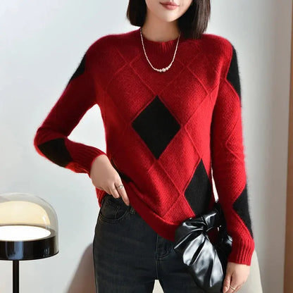 100% Wool O-Neck Sweater: Women’s Autumn/Winter Pullover - D&M Boutique