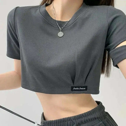 Sweet & Spicy Short Sleeve T-Shirt: Loose, Hollow Out Top - D&M Boutique 