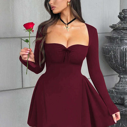 Dulzura Slit Flare Sleeve A-Line Mini Dress