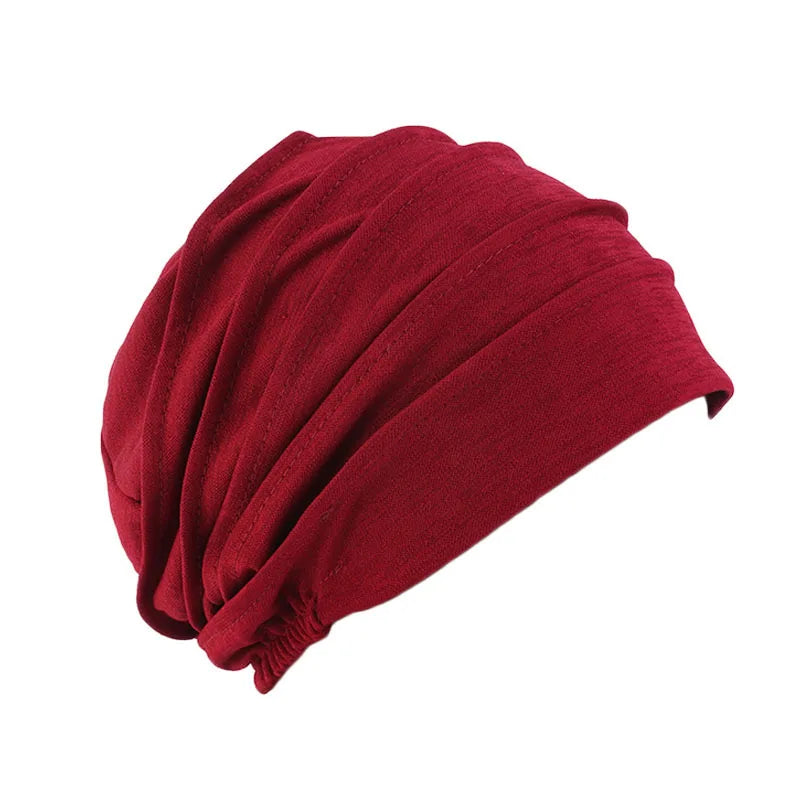 Women Slouch Beanie Chemo Cap Solid Color Bonnet Inner Hijabs Cap Muslim Head Wraps Femme Wrap Head Elastic Turban Hat