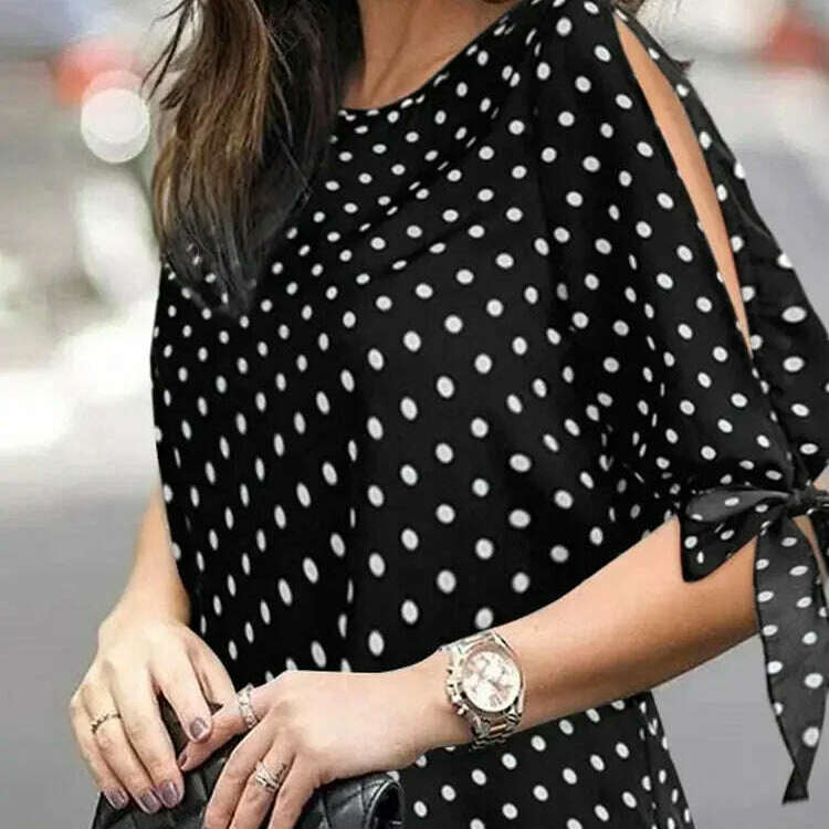 ZANZEA Casual Polka Dots Blouse: Half Sleeve, O-Neck, Oversize Tunic - D&M Boutique 