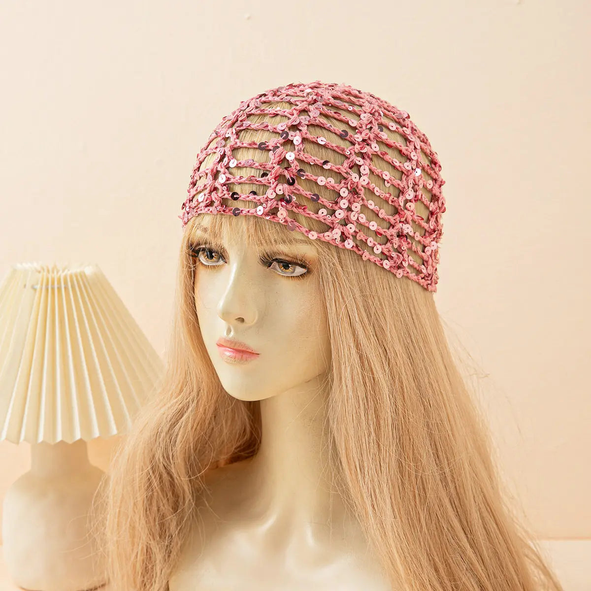 Fashion Vintage Sequined Hollow Pullover Hats Women Spring Summer Travel Photo Atmosphere Versatile Casual Y2K Knit Beanie Hat