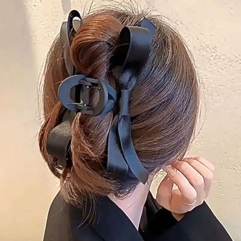 Velvet Black Bow Hair Clips for Women.