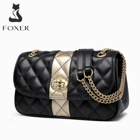 FOXER Women’s Crossbody Bag Diamond Lattice Split Leather