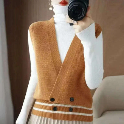 2024 Knitted Cardigan Vest: Loose, Casual Sleeveless Sweater