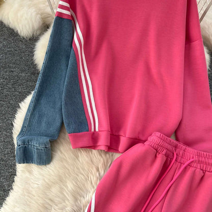 SINGREINY Autumn Casual 2-Piece Set, O-Neck Top & Drawstring Pants - D&M Boutique
