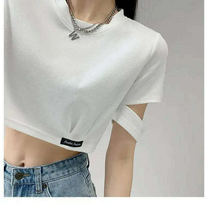 Sweet & Spicy Short Sleeve T-Shirt: Loose, Hollow Out Top - D&M Boutique 