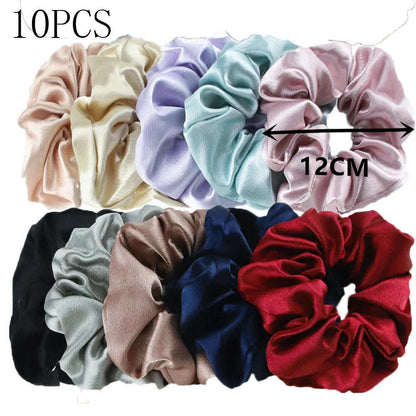 Vintage Satin Scrunchies Hair Bands for Women