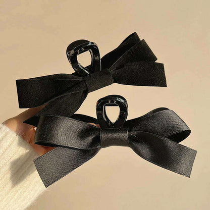 Velvet Black Bow Hair Clips for Women.