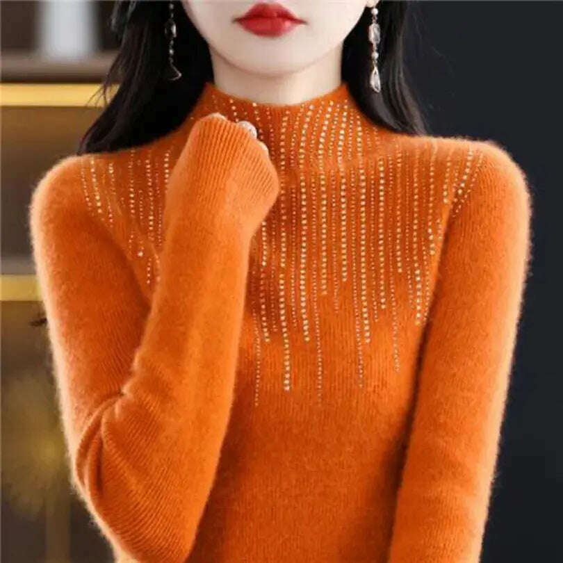 Diamond High Neck Sweater: Women's Autumn/Winter Knit - D&M Boutique 