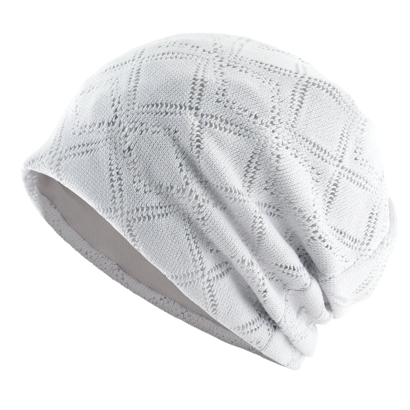 Women's Knit Diamond Mesh Slouchy Beanie Breathable Spring Summer Hat Lightweight Casual Outdoor Beanies Soft Sleep Bonnet Cap