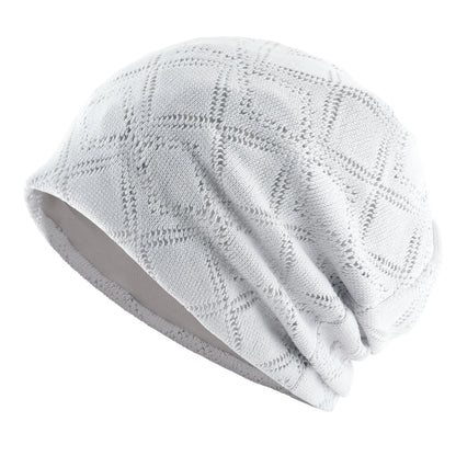 Women's Knit Diamond Mesh Slouchy Beanie Breathable Spring Summer Hat Lightweight Casual Outdoor Beanies Soft Sleep Bonnet Cap