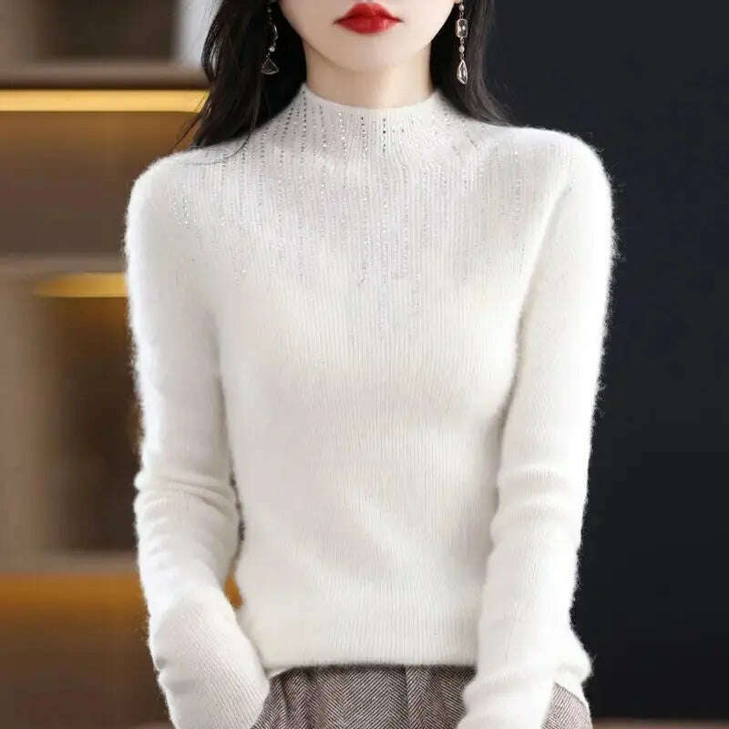 Diamond High Neck Sweater: Women's Autumn/Winter Knit - D&M Boutique 