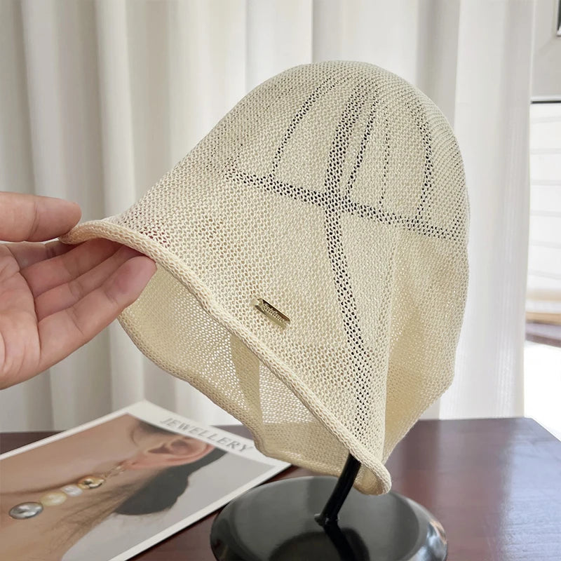 Japanese Fashion Mesh Breathable Linen Beanie Man Woman Casual Elegant Skull Cap Pullover Hats Headscarf Spring Summer Autumn
