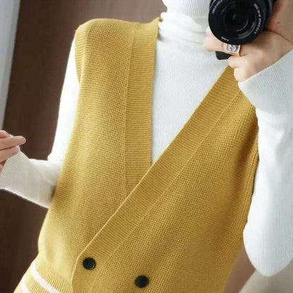 2024 Knitted Cardigan Vest: Loose, Casual Sleeveless Sweater