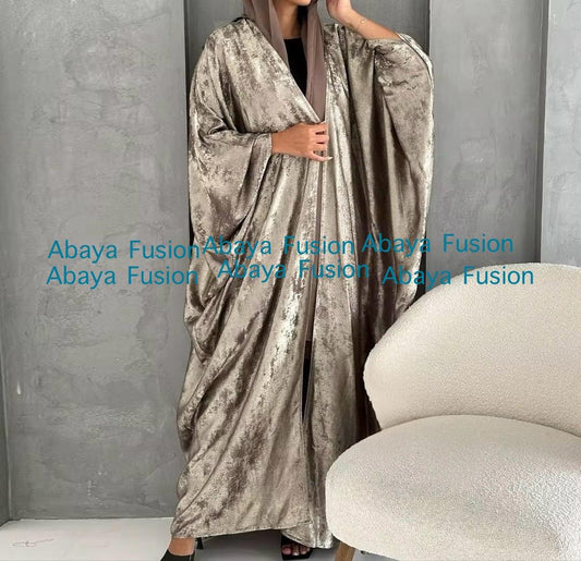 korean Metallic Gold Open Abaya