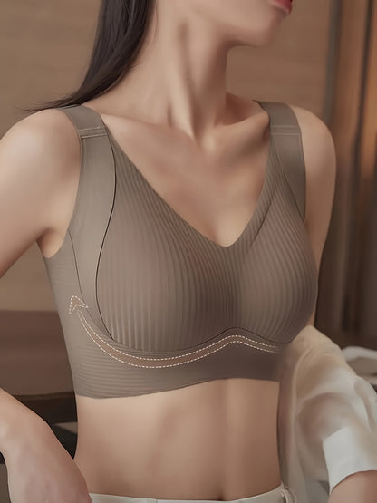 4-Pack Seamless Bras For Women - Comfortable & Breathable Wire-Free Bras with Sexy Back Lift, Wide Adjustable Shoulder Straps, High Elasticity Gathered Anti-Gravity Lifting - Daily Bra Sets For Daily Wear