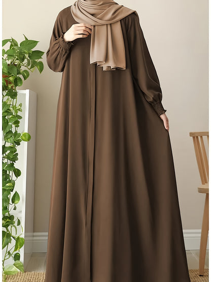 Middle Eastern Muslim Comfortable Solid Color Robe 8358